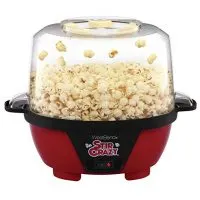 West Bend 82505 Stir Crazy Electric Hot Oil Popcorn Popper Machine with Stirring Rod Offers Large Lid for Serving Bowl and Convenient Storage, 6-Quart, Red