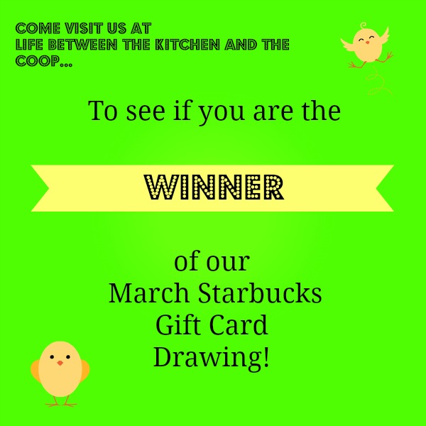 Starbucks Gift Card Winner March 2017